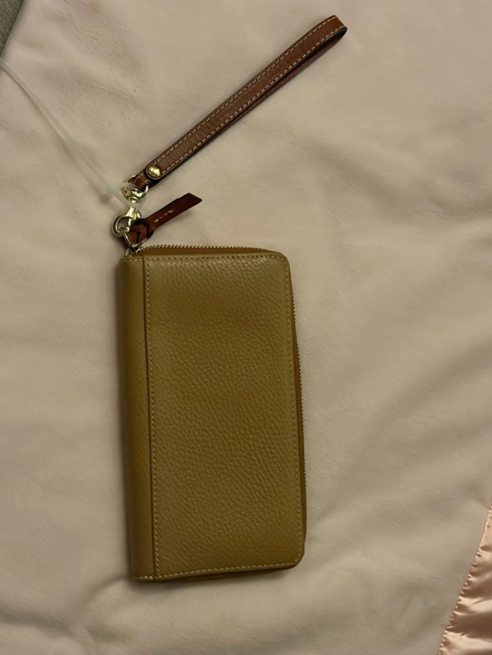 Dooney & Bourke Pebble Grain Folded Zip Wristlet - tan - Picture 5 of 6